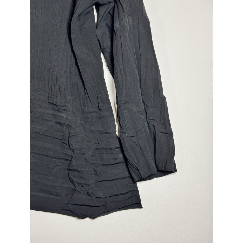 Babette SF Art To Wear Tunic Blouse Small Black Crinkle Scarf Top Minimalist - Picture 9 of 14